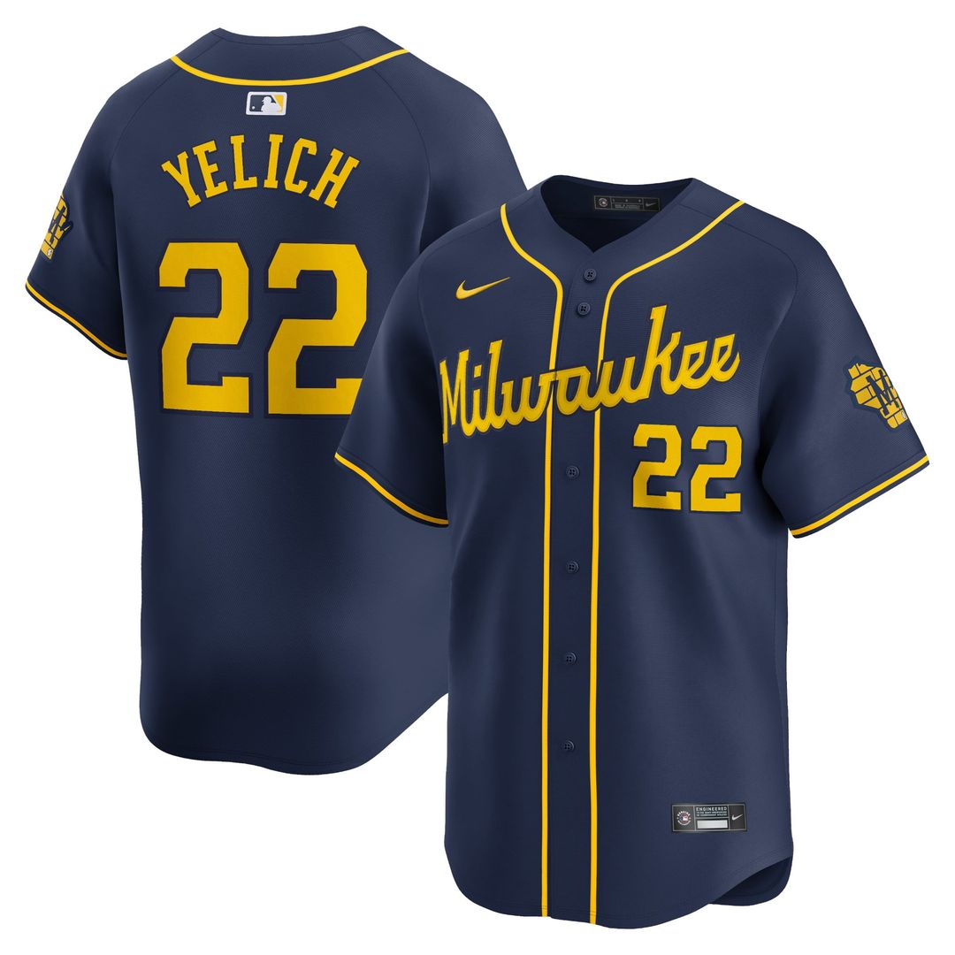 Milwaukee Brewers Christian Yelich Alternate Limited Jersey — Navy