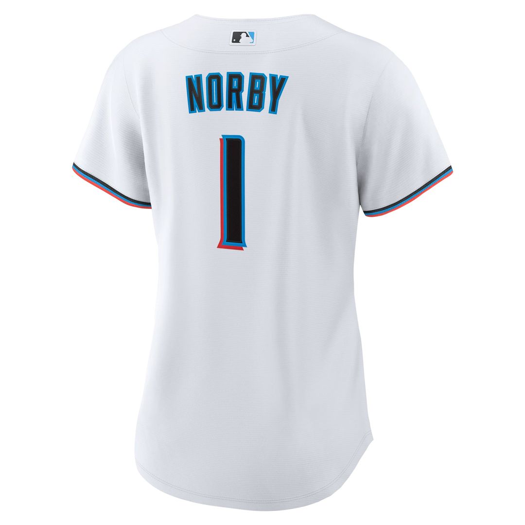 Miami Marlins Connor Norby Women's Home Replica Jersey — White