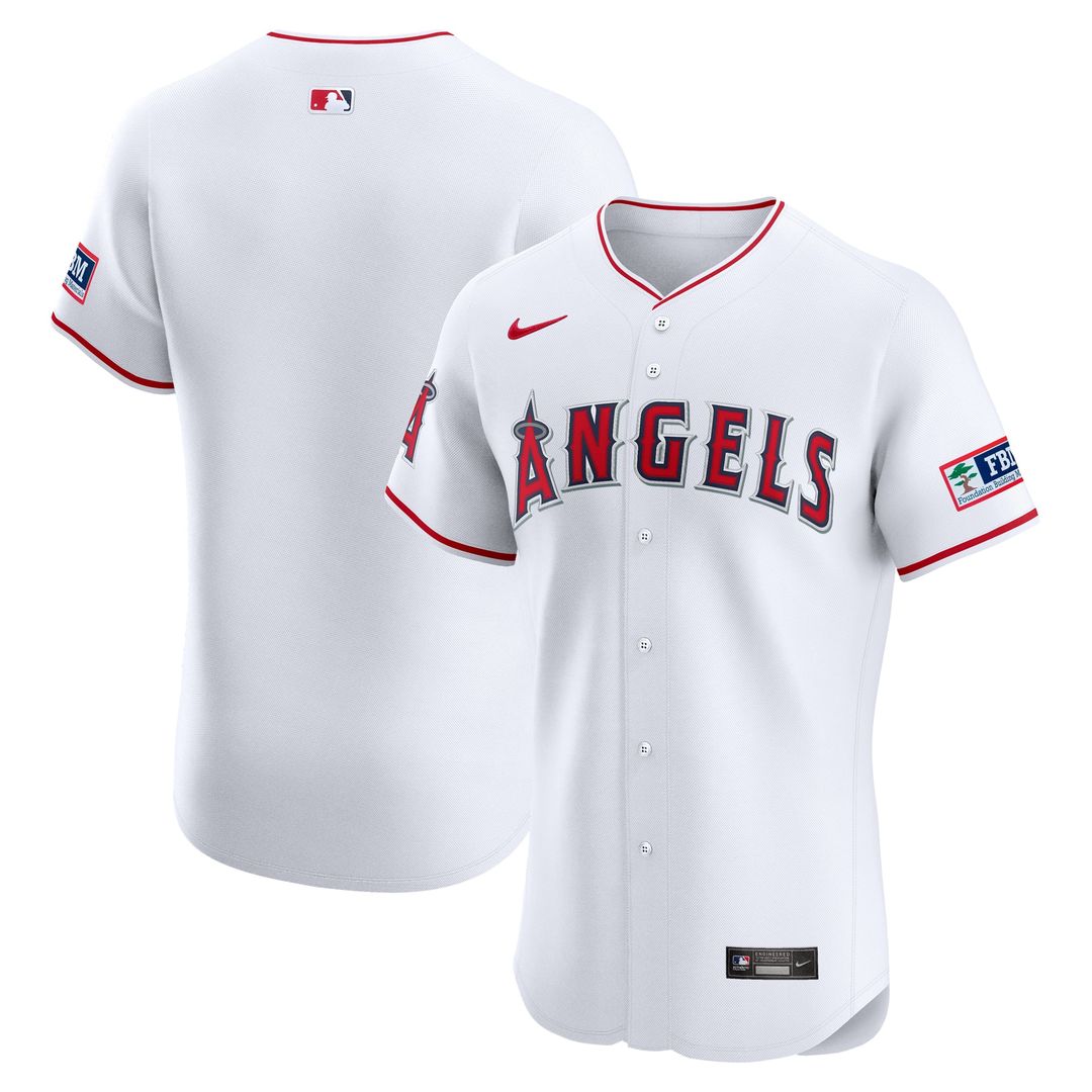 Los Angeles Angels Home Elite Patch Jersey — White