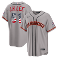 San Francisco Giants Jung Hoo Lee USA 250 Fourth of July Road Stadium Jersey — Gray