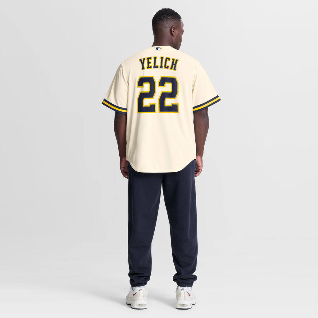 Milwaukee Brewers Christian Yelich Home Replica Jersey — Cream