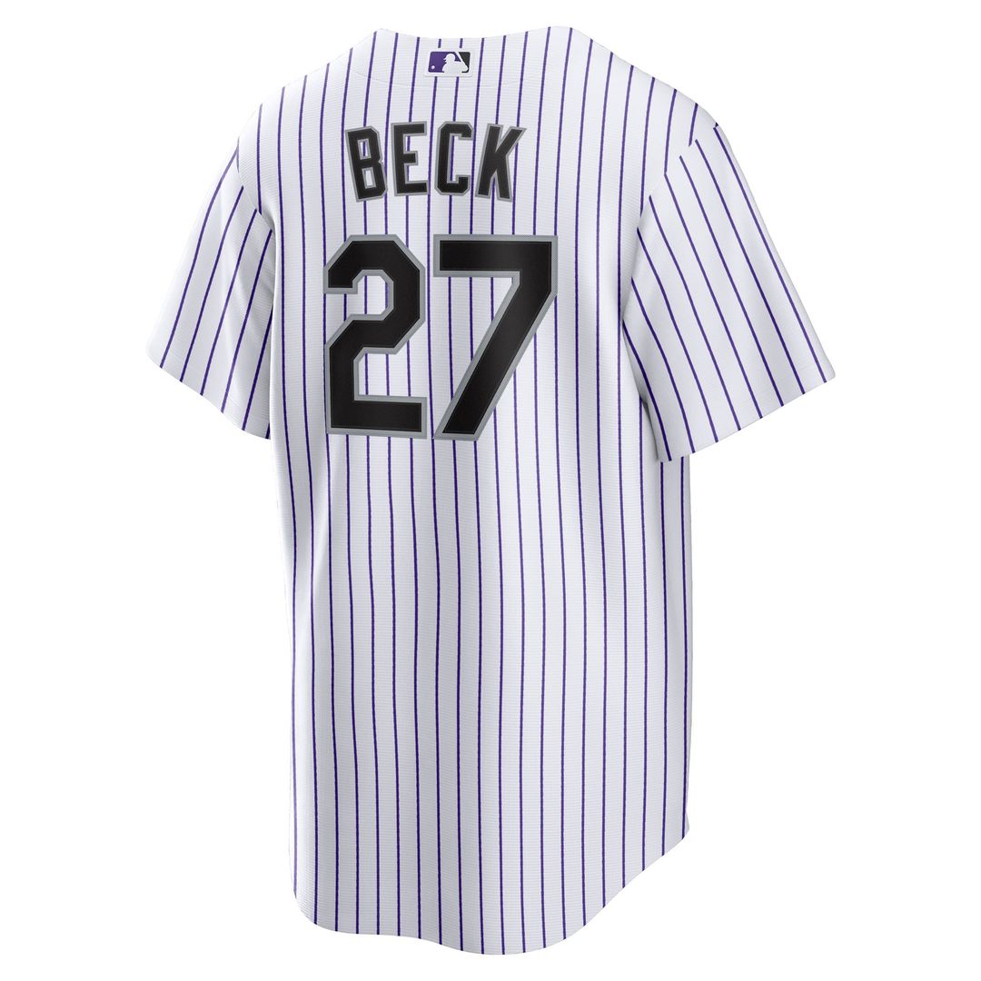 Colorado Rockies Jordan Beck Home Replica Jersey — White