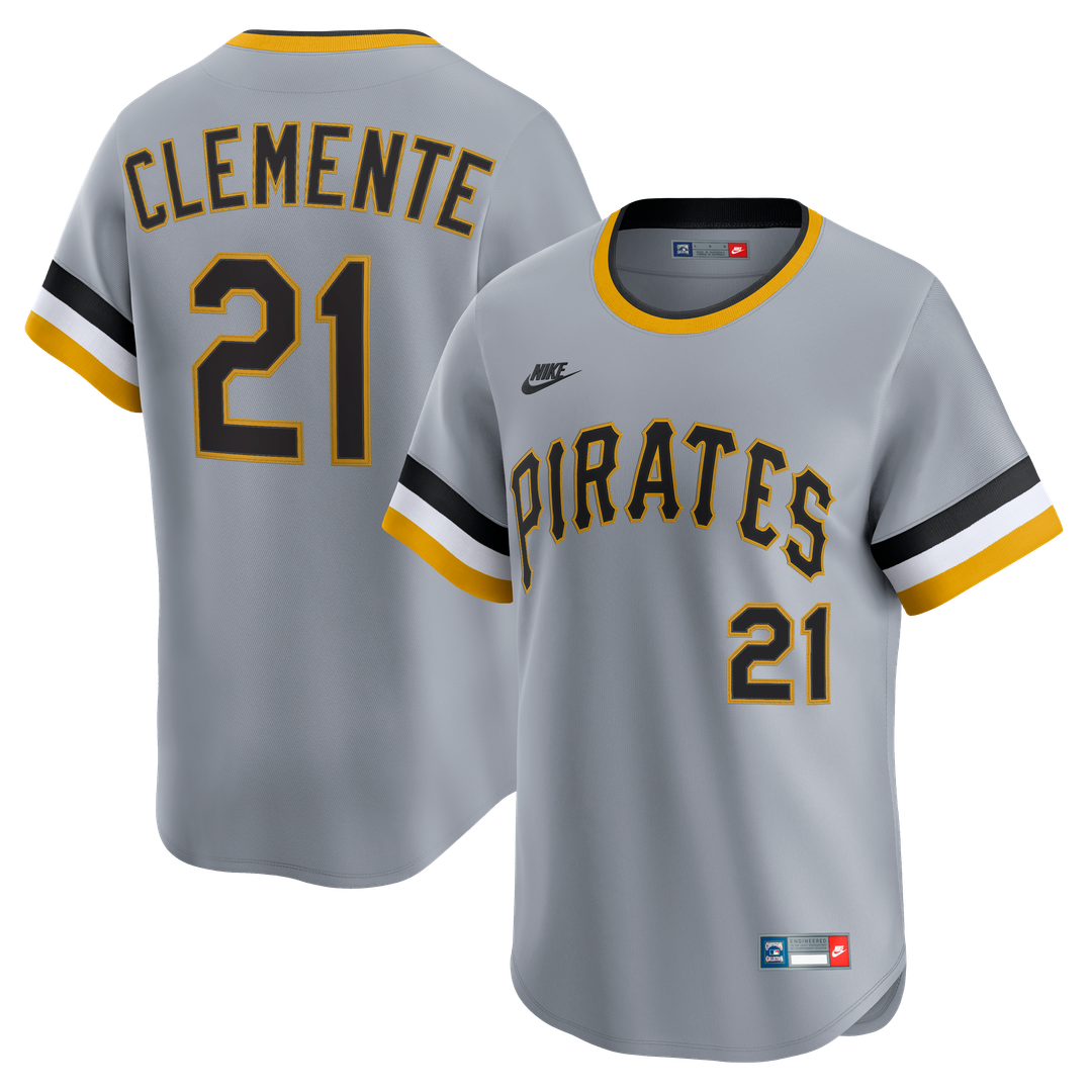 Pittsburgh Pirates Roberto Clemente Throwback Cooperstown Limited Jersey — Gray