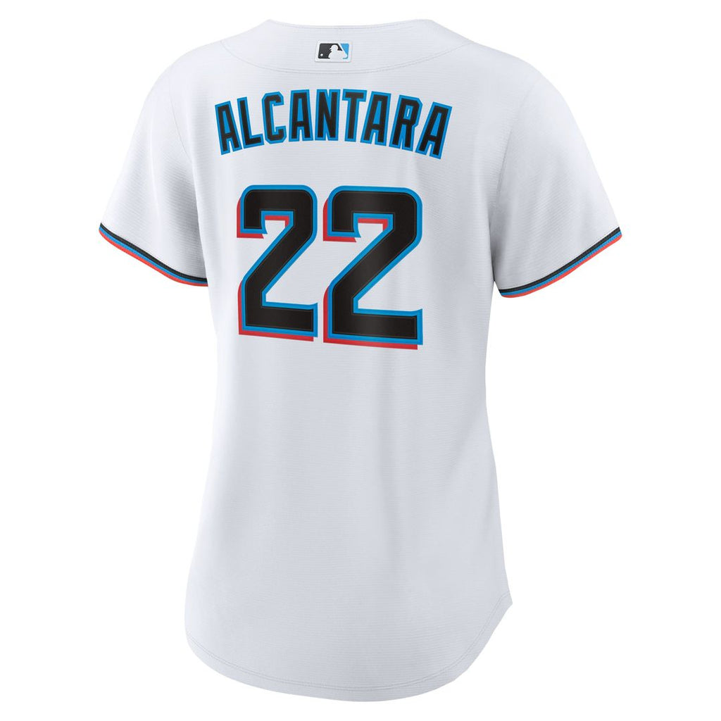 Miami Marlins Sandy Alcantara Women's Home Replica Jersey — White