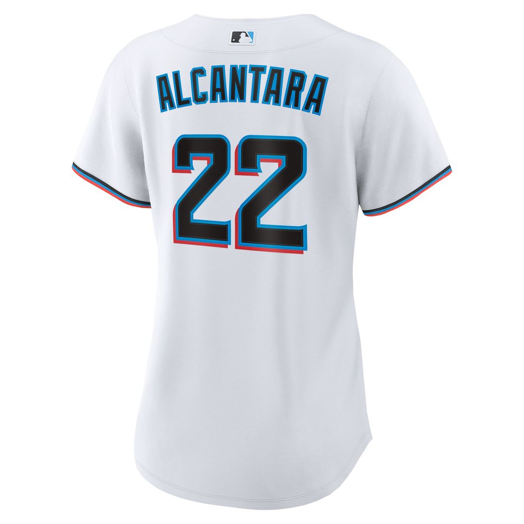 Miami Marlins Sandy Alcantara Women's Home Replica Jersey — White