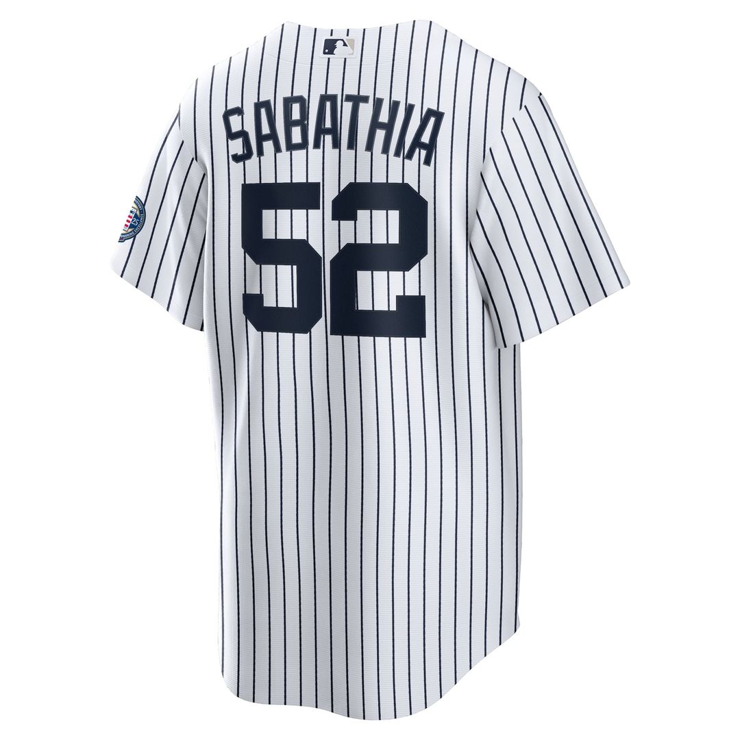 New York Yankees CC Sabathia 2025 Baseball Hall of Fame Name & Number Retired Replica Jersey — White