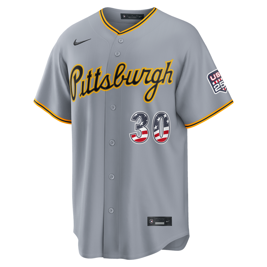 Pittsburgh Pirates Paul Skenes USA 250 Fourth of July Road Stadium Jersey — Gray