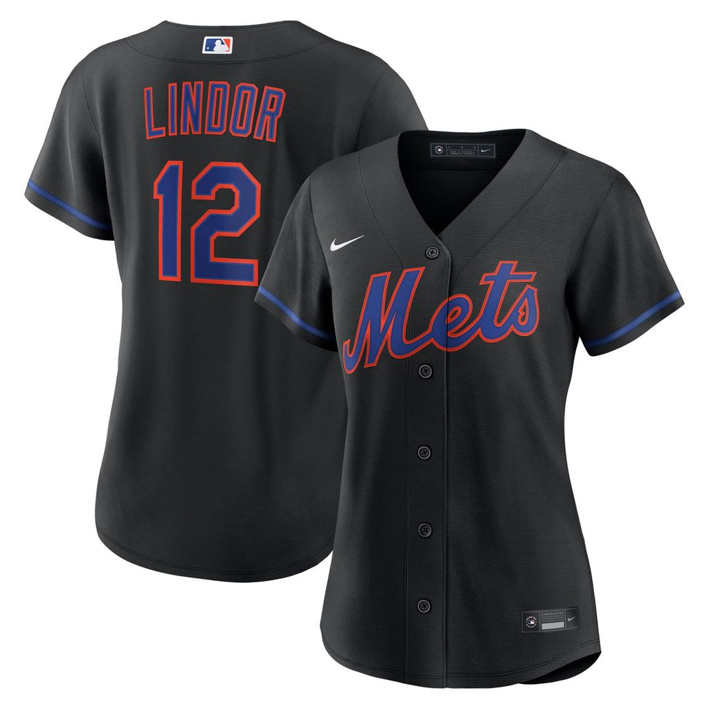 New York Mets Francisco Lindor Women's Alternate Replica Jersey — Black