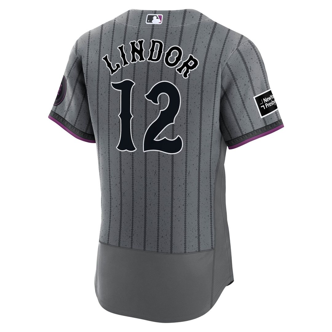 New York Mets Francisco Lindor City Connect Authentic Sponsor Patch Jersey — Gray