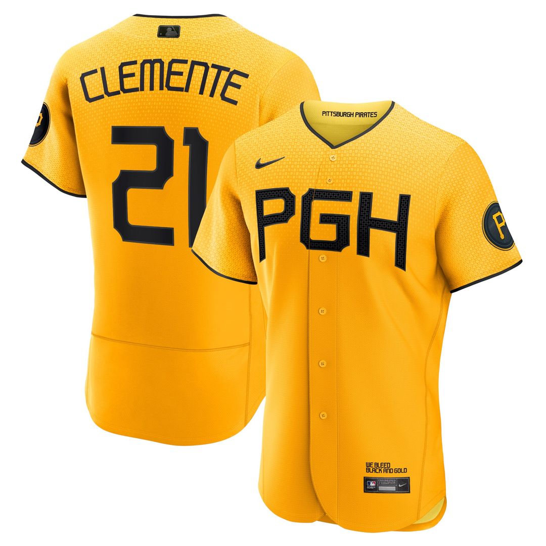 Pittsburgh Pirates Roberto Clemente City Connect Authentic Player Jersey — Gold