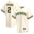 Milwaukee Brewers Brice Turang Home Replica Jersey — Cream