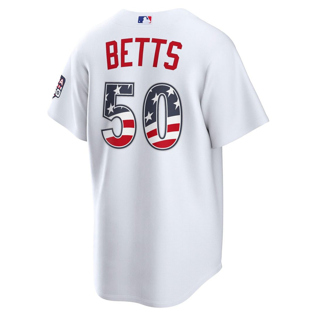 Los Angeles Dodgers Mookie Betts USA 250 Fourth of July Home Stadium Jersey — White