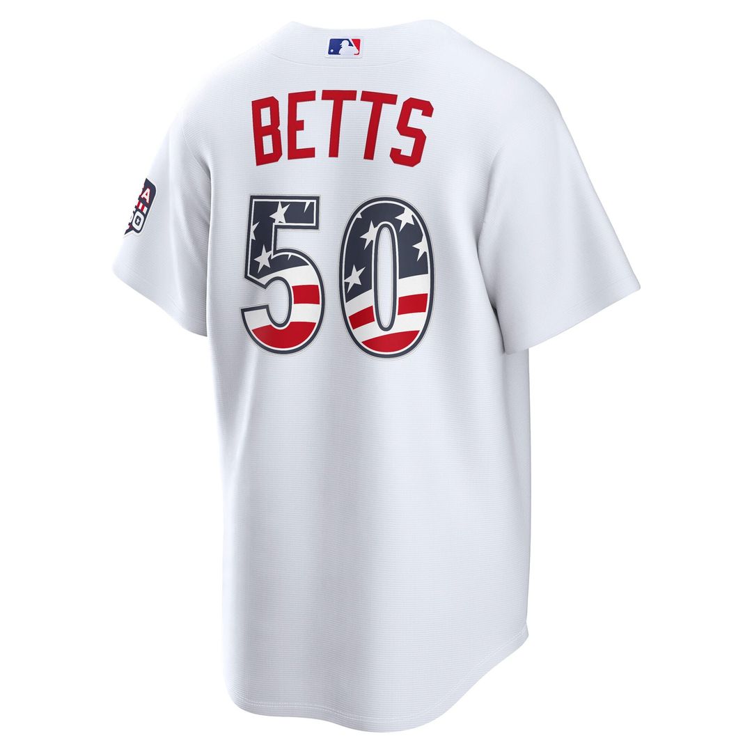Los Angeles Dodgers Mookie Betts USA 250 Fourth of July Home Stadium Jersey — White