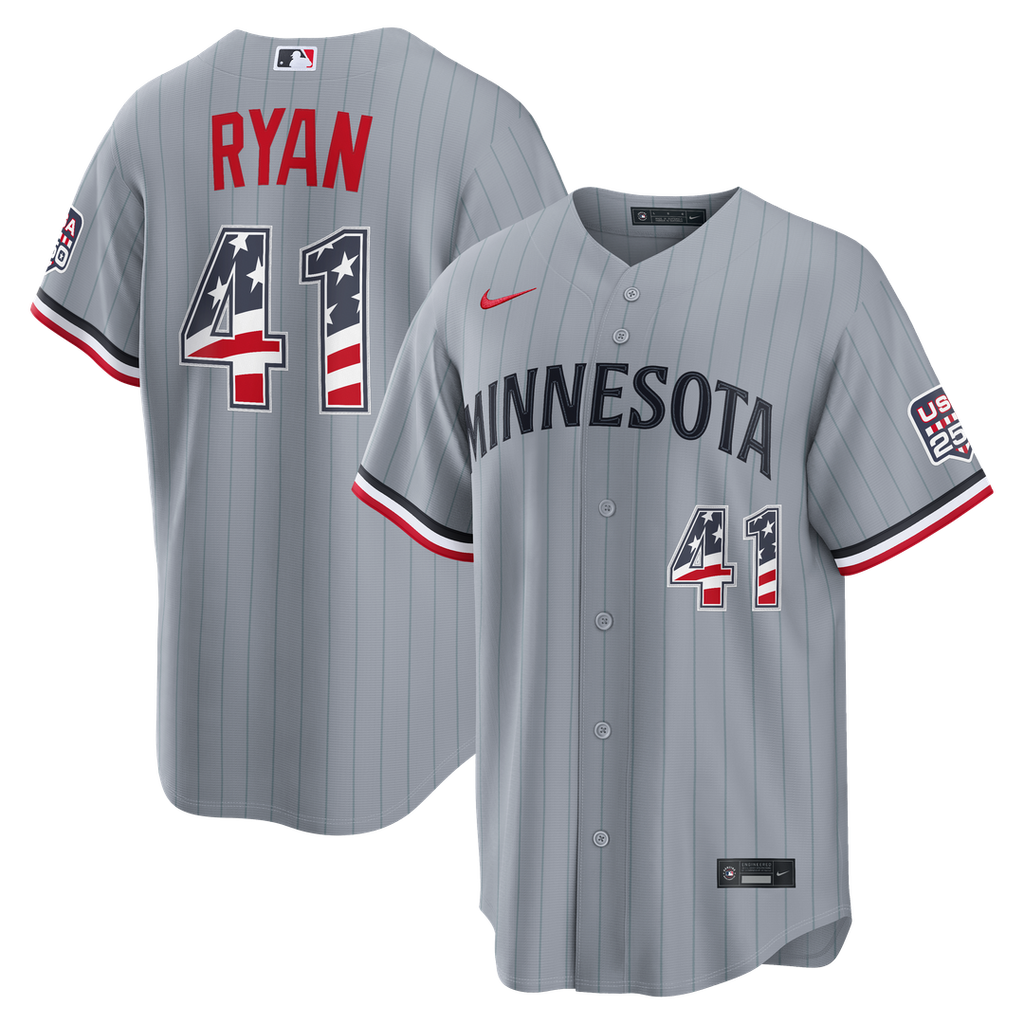 Minnesota Twins Joe Ryan USA 250 Fourth of July Road Stadium Jersey — Gray