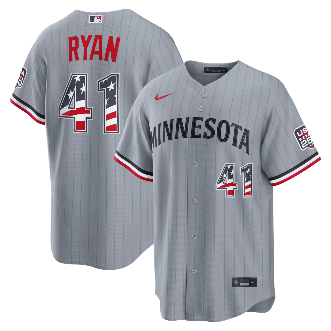 Minnesota Twins Joe Ryan USA 250 Fourth of July Road Stadium Jersey — Gray