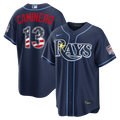 Tampa Bay Rays Junior Caminero USA 250 Fourth of July Road Stadium Jersey — Navy