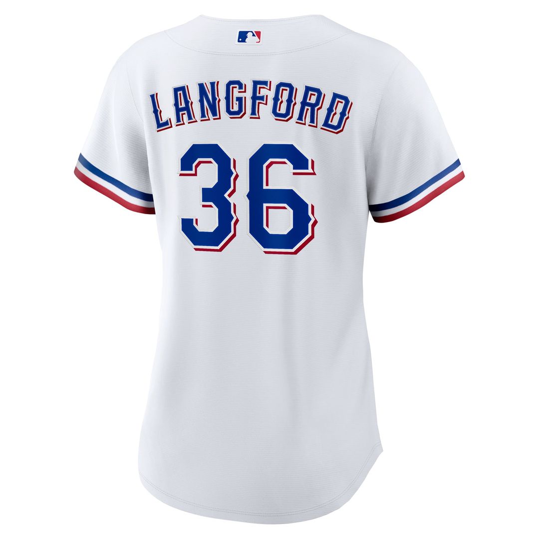 Texas Rangers Wyatt Langford Women's Home Replica Jersey — White