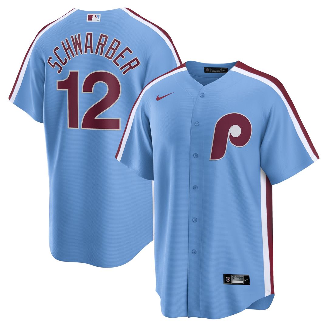 Philadelphia Phillies Kyle Schwarber Alternate, 1st Replica Jersey — Light Blue