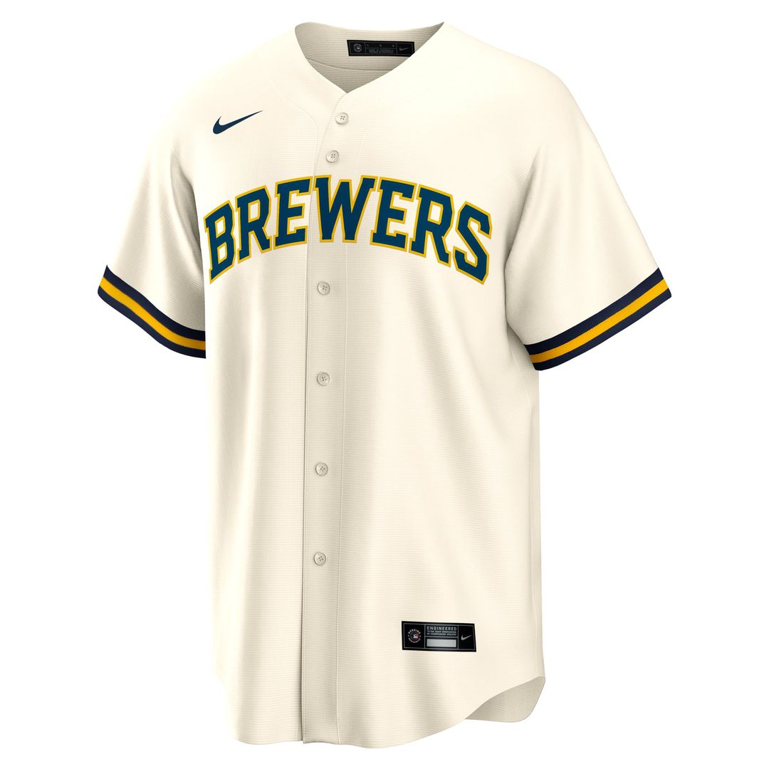 Milwaukee Brewers William Contreras Home Replica Jersey — Cream