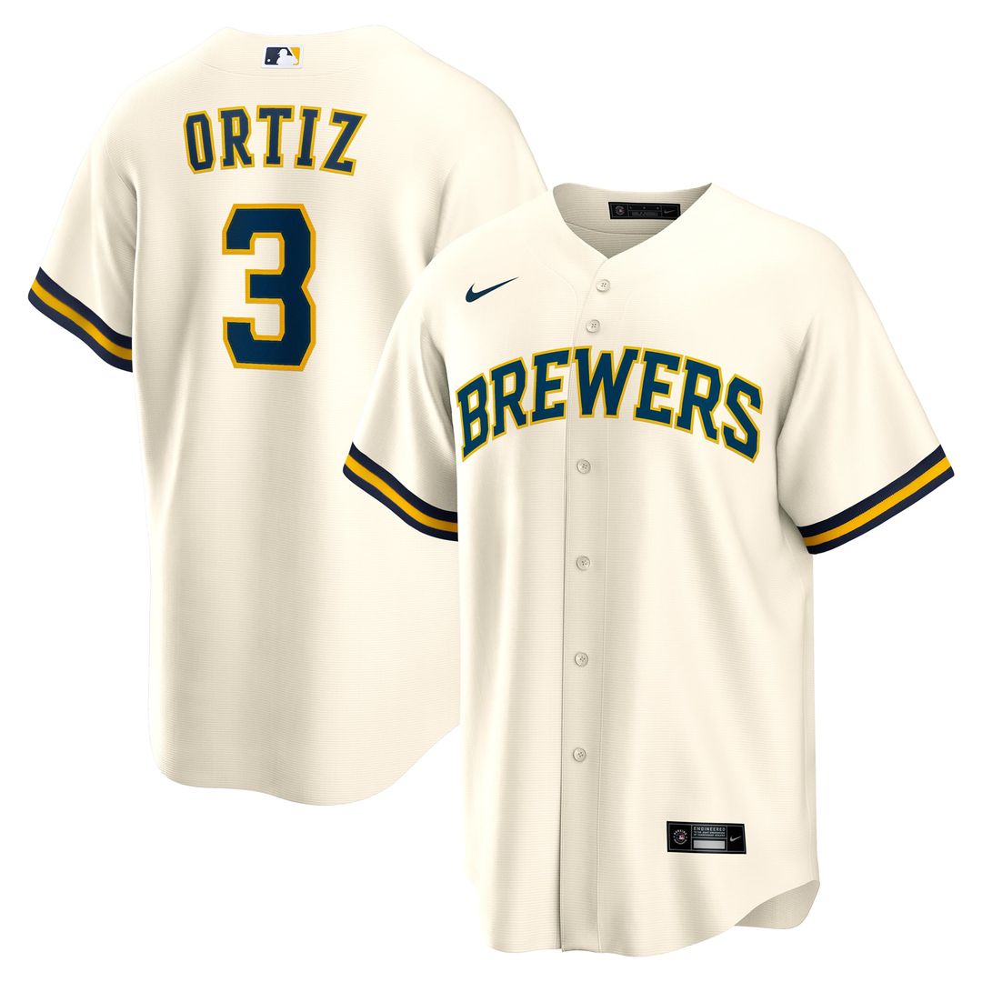 Milwaukee Brewers Joey Ortiz Home Replica Jersey — White