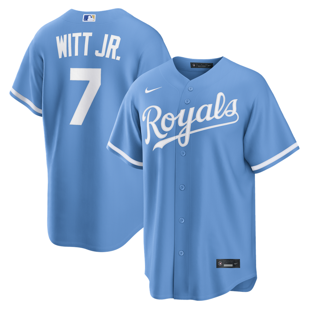 Kansas City Royals Bobby Witt Jr. Alternate Replica Jersey — Light Blue