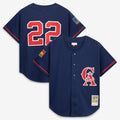 Bo Jackson California Angels Cooperstown Mesh Batting Practice Button-Up Jersey — Navy