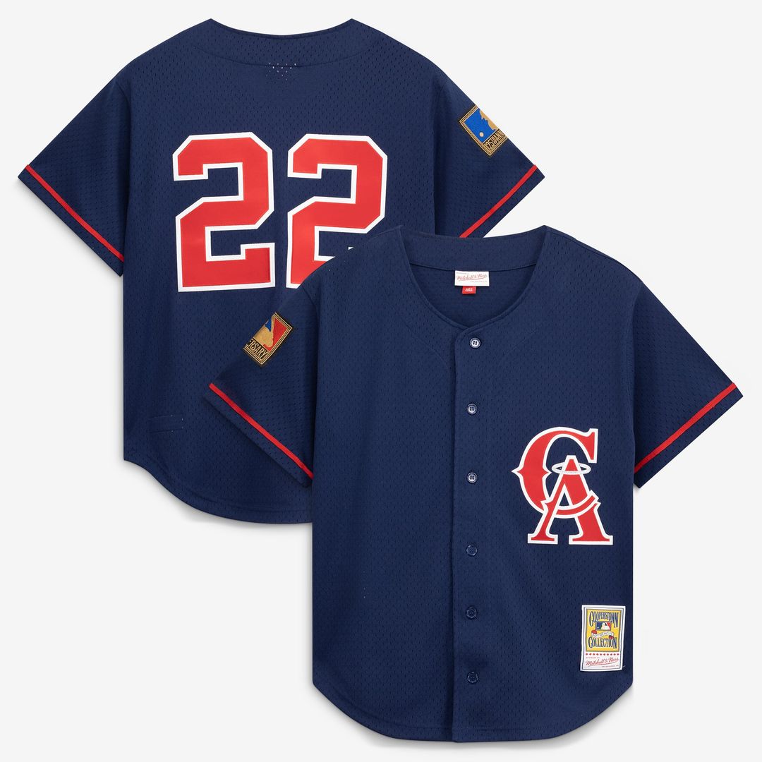 Bo Jackson California Angels Cooperstown Mesh Batting Practice Button-Up Jersey — Navy