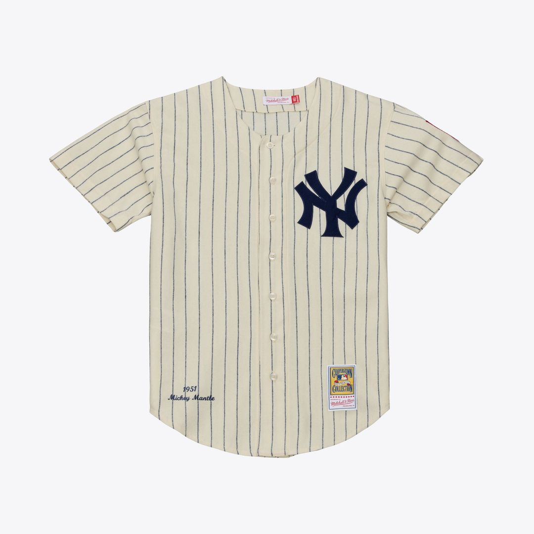 New York Yankees Mickey Mantle 1951 Cooperstown Authentic Jersey — Cream