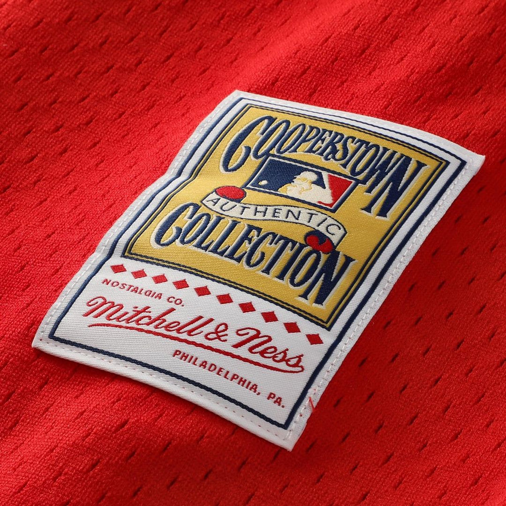 Philadelphia Phillies Jimmy Rollins Cooperstown Mesh Batting Practice Button-Up Jersey — Red