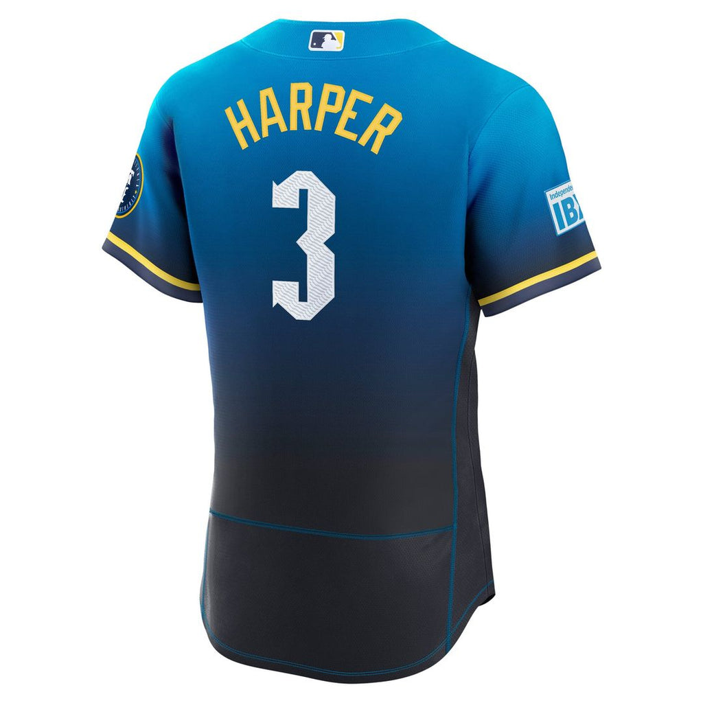 Philadelphia Phillies Bryce Harper City Connect Authentic Sponsor Patch Jersey — Blue