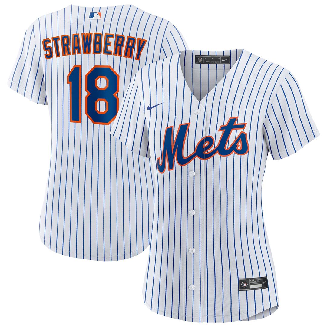New York Mets Darryl Strawberry Women's Home Replica Jersey — White