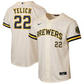 Milwaukee Brewers Christian Yelich Youth Home Stadium Jersey — Cream