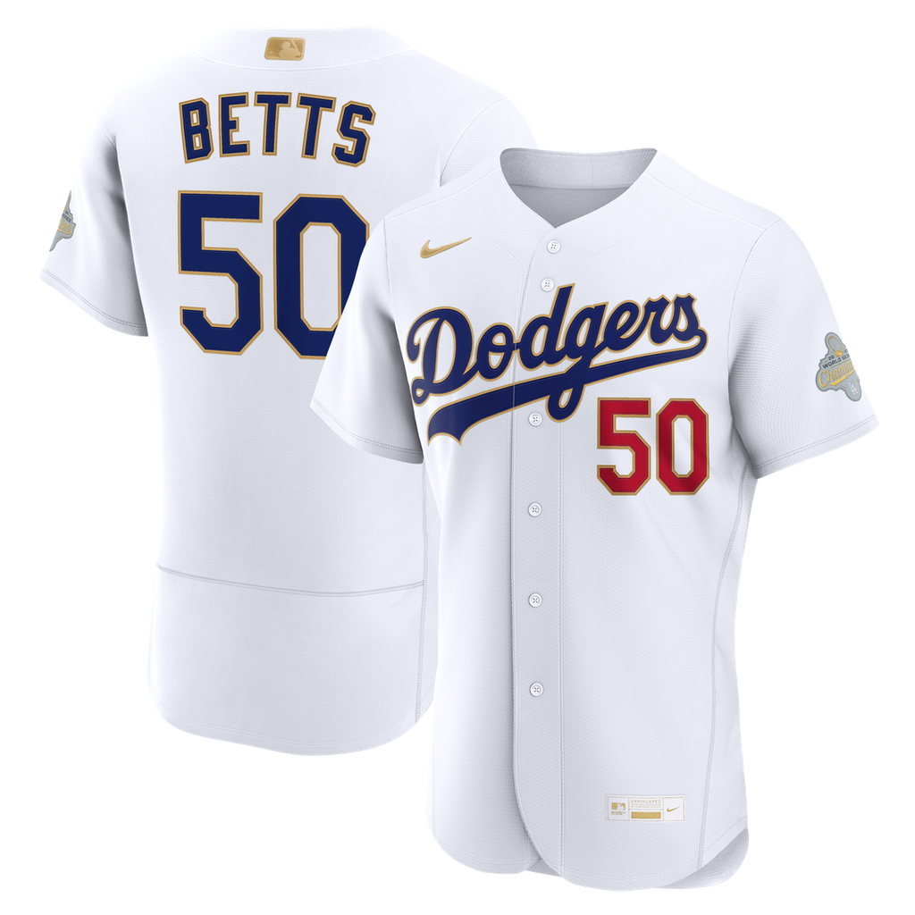 Los Angeles Dodgers Mookie Betts 2026 Gold Collection Authentic Jersey — White