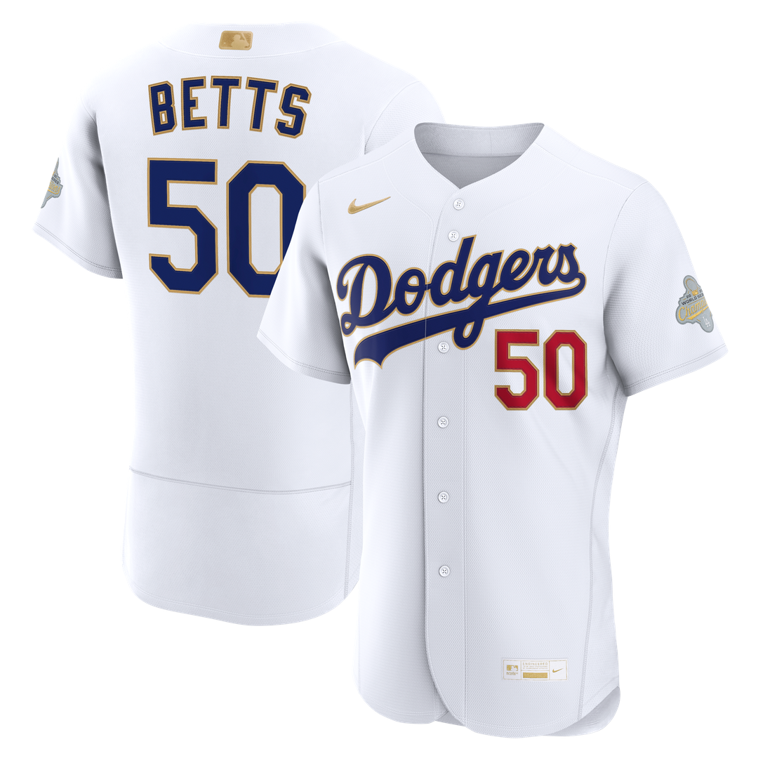 Los Angeles Dodgers Mookie Betts 2026 Gold Collection Authentic Jersey — White
