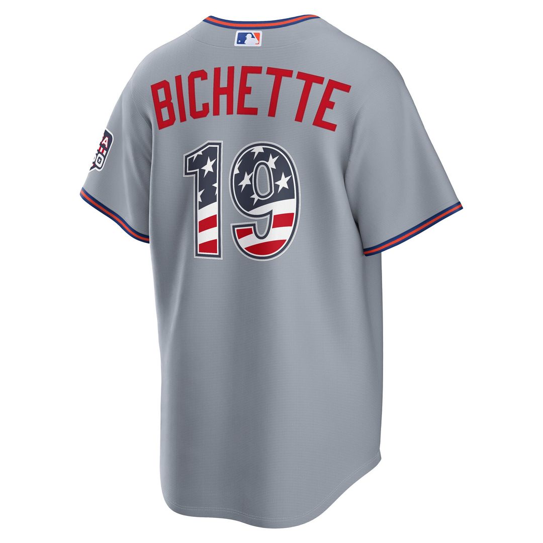 New York Mets Bo Bichette USA 250 Fourth of July Road Stadium Jersey — Gray