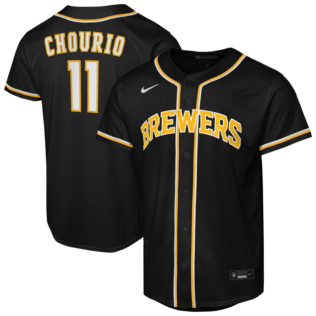 Milwaukee Brewers Jackson Chourio Youth Fashion Replica Jersey — Black