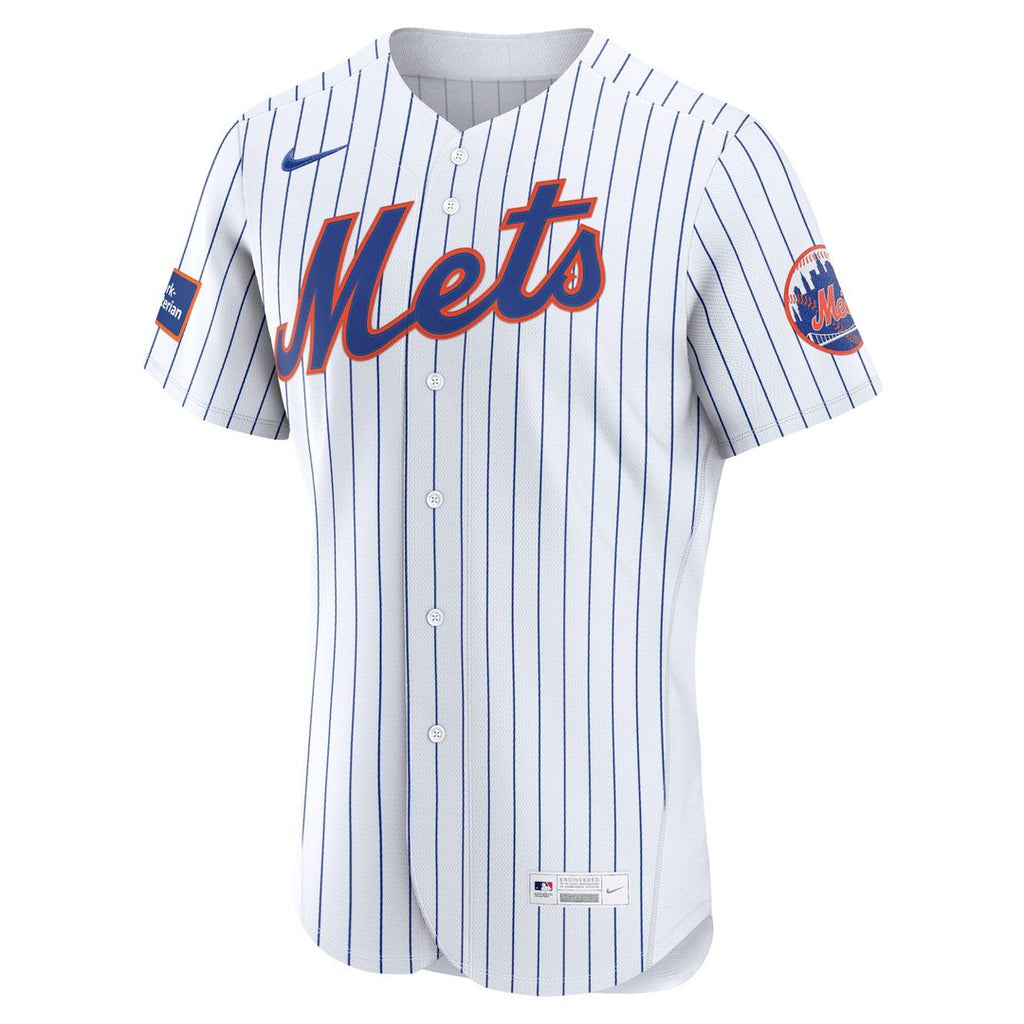 New York Mets Home Sponsor Patch Authentic Jersey — White