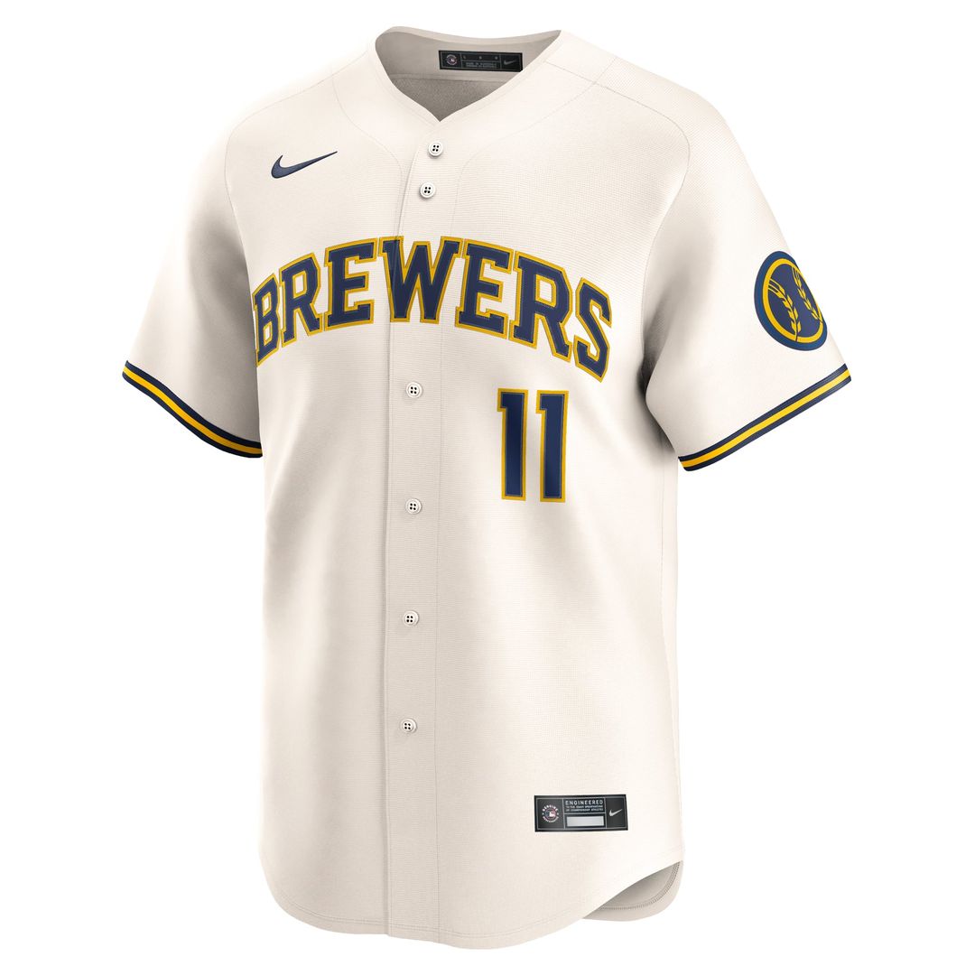 Milwaukee Brewers Jackson Chourio Home Limited Jersey — Cream