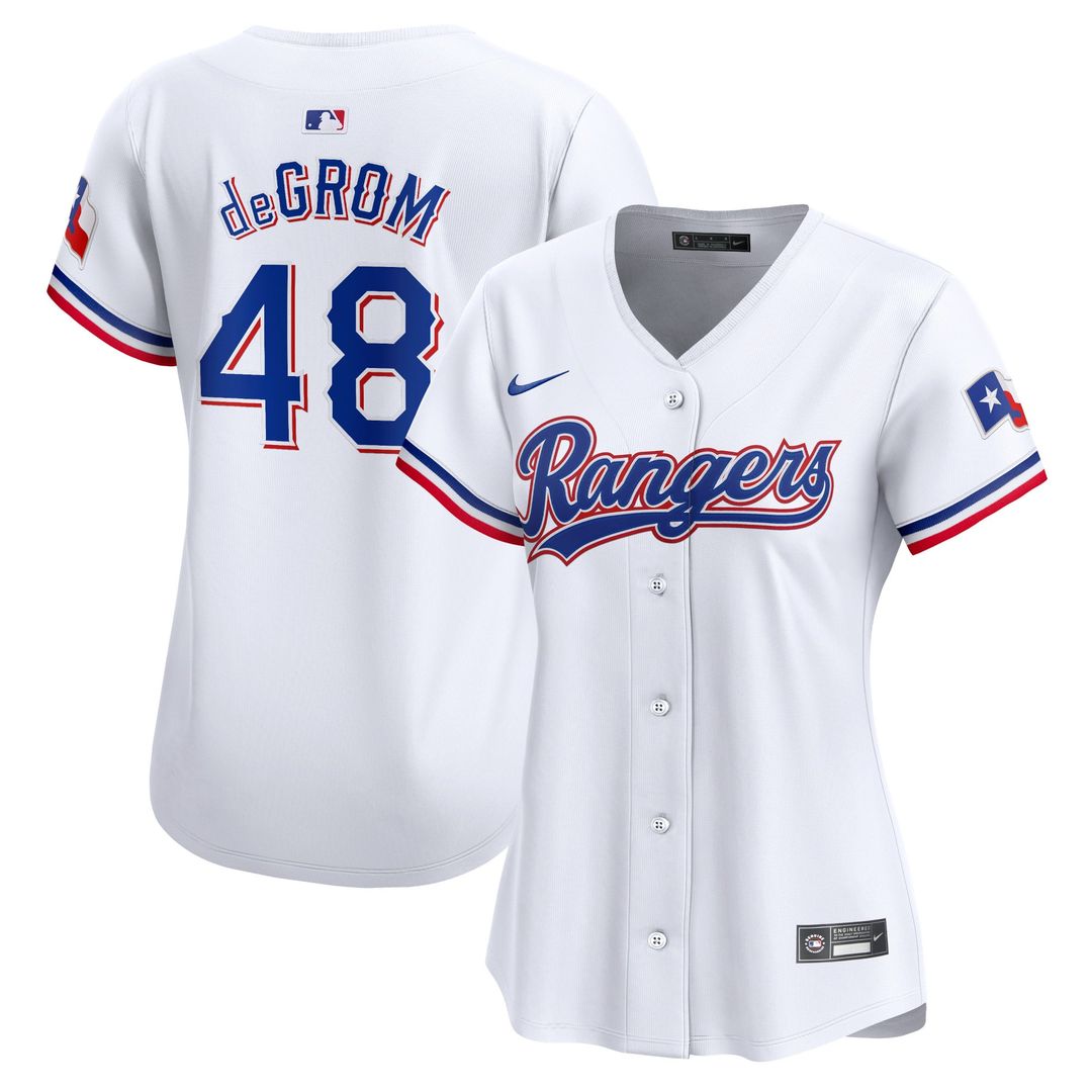 Texas Rangers Jacob deGrom Women's Home Limited Jersey — White