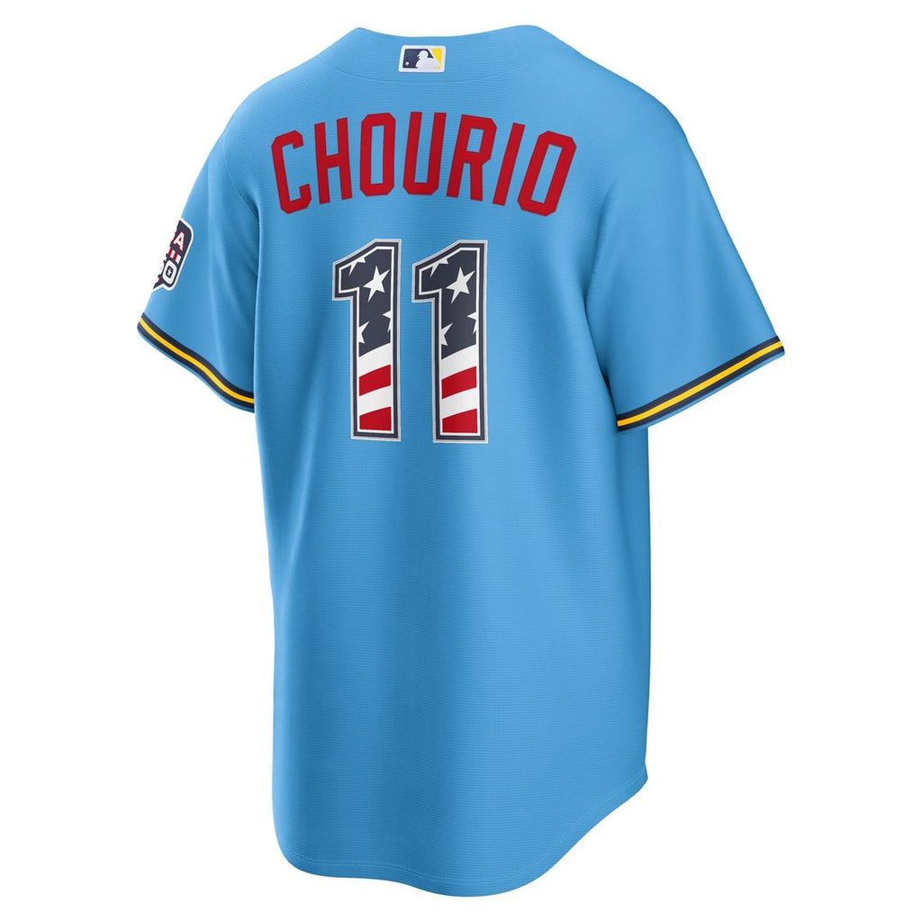 Milwaukee Brewers Jackson Chourio USA 250 Fourth of July Road Stadium Jersey — Light Blue