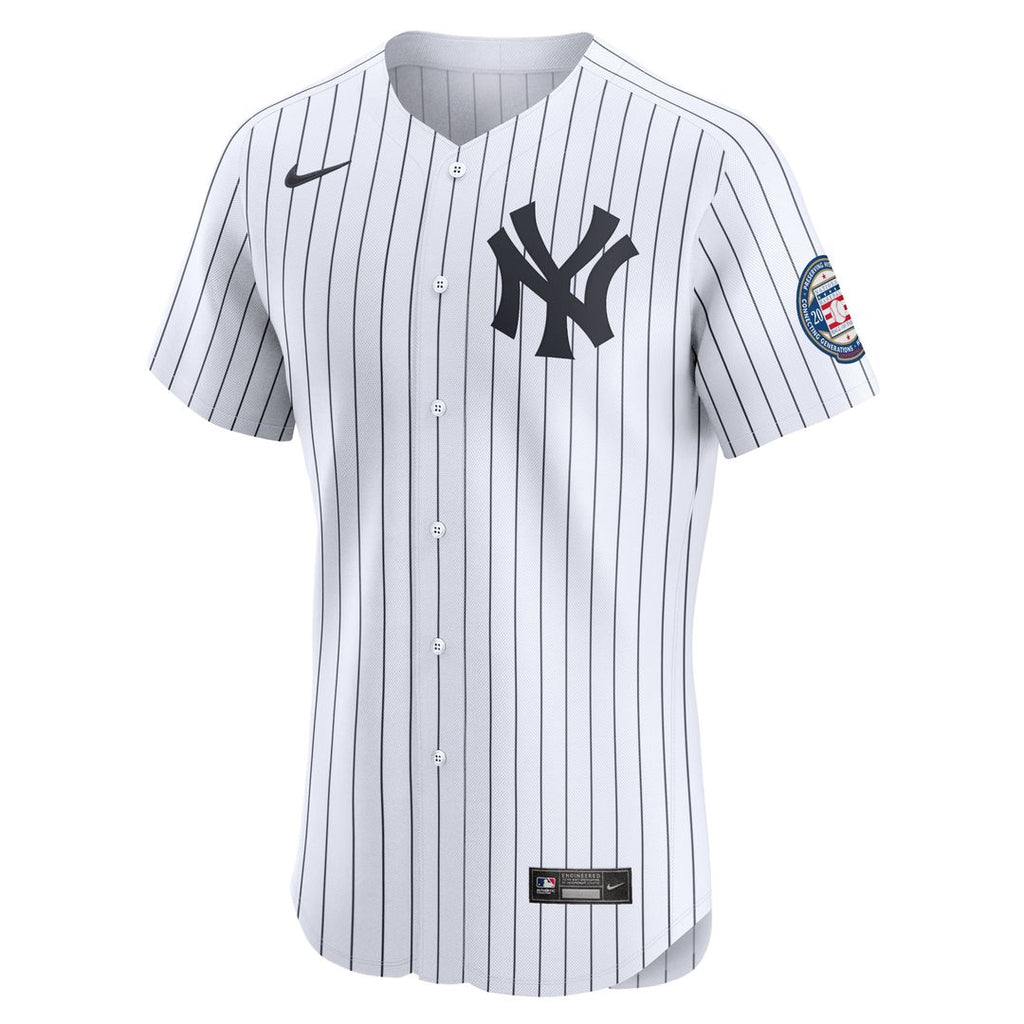 New York Yankees Derek Jeter Home 2020 Hall of Fame Induction Patch Elite Jersey — White