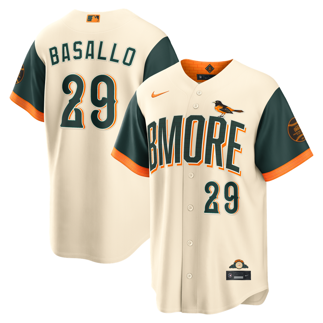 Baltimore Orioles Samuel Basallo 2026 City Connect Stadium Jersey — Cream