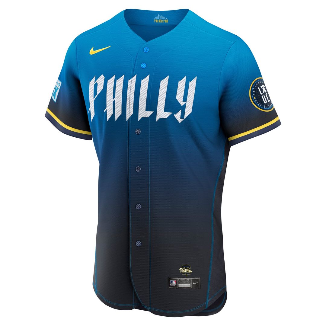 Philadelphia Phillies Kyle Schwarber City Connect Authentic Sponsor Patch Jersey — Navy