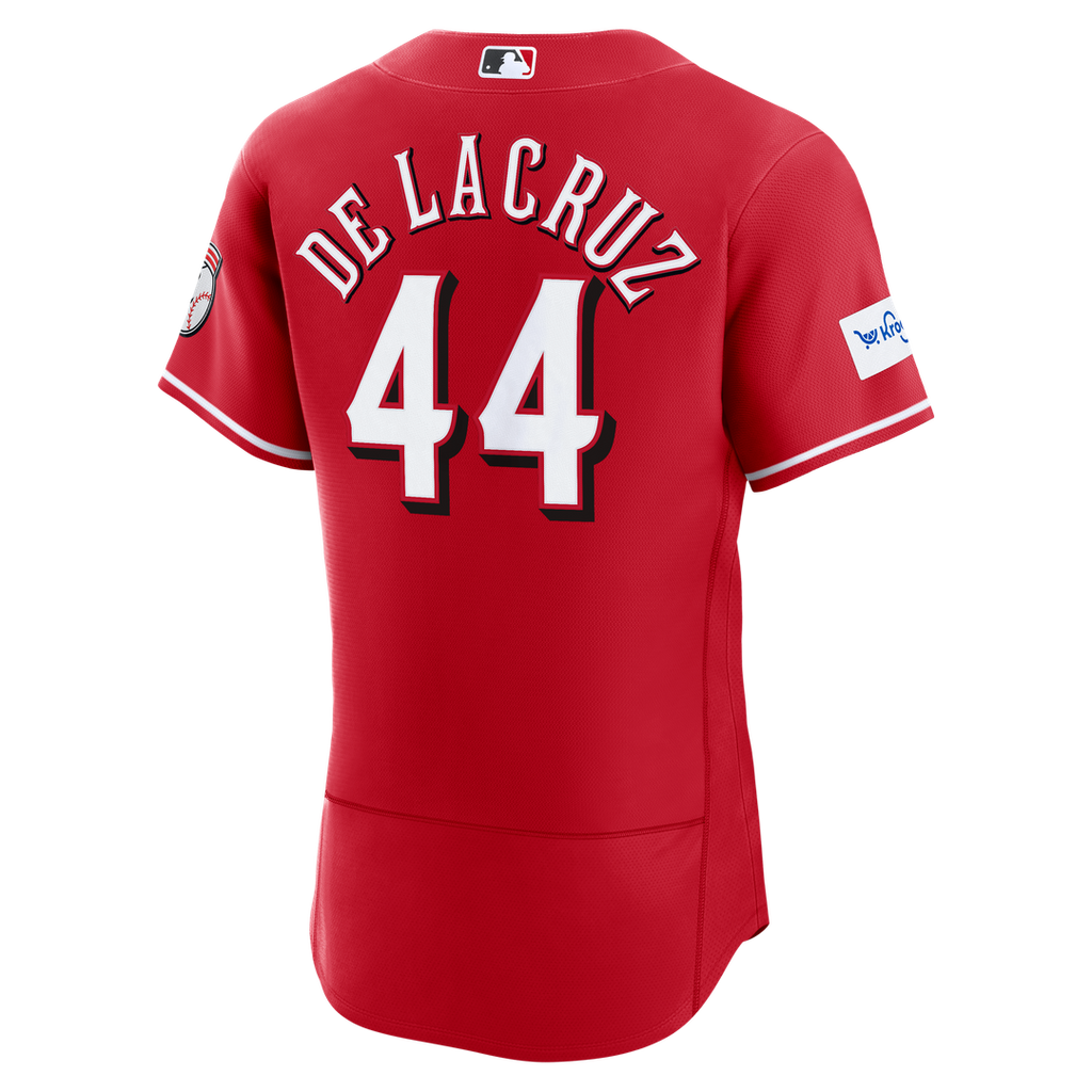 Cincinnati Reds Elly De La Cruz Alternate Authentic Sponsor Patch Jersey — Red