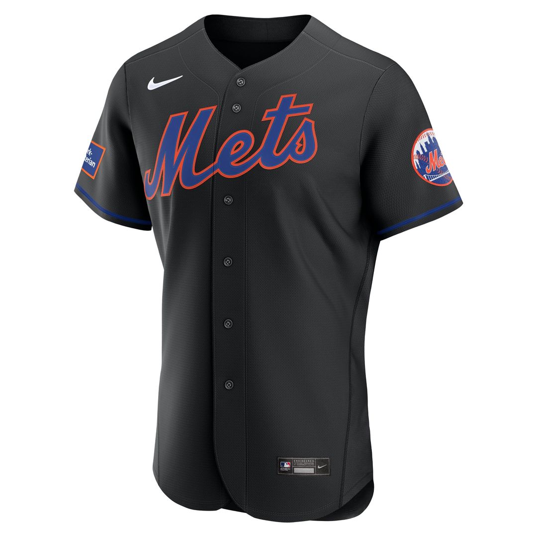 New York Mets Home Sponsor Patch Authentic Jersey — White