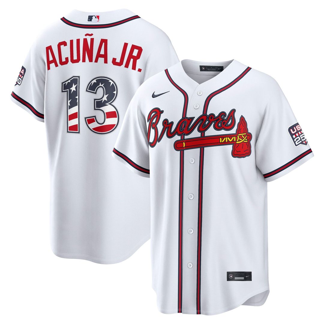 Atlanta Braves Ronald Acuña Jr. USA 250 Fourth of July Home Stadium Jersey — White