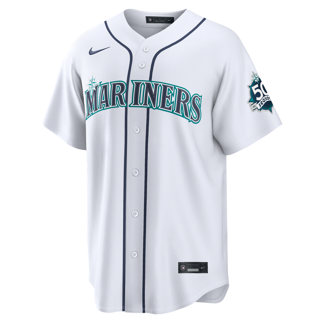 Seattle Mariners Cal Raleigh Home Stadium 50th Season Patch Jersey — White