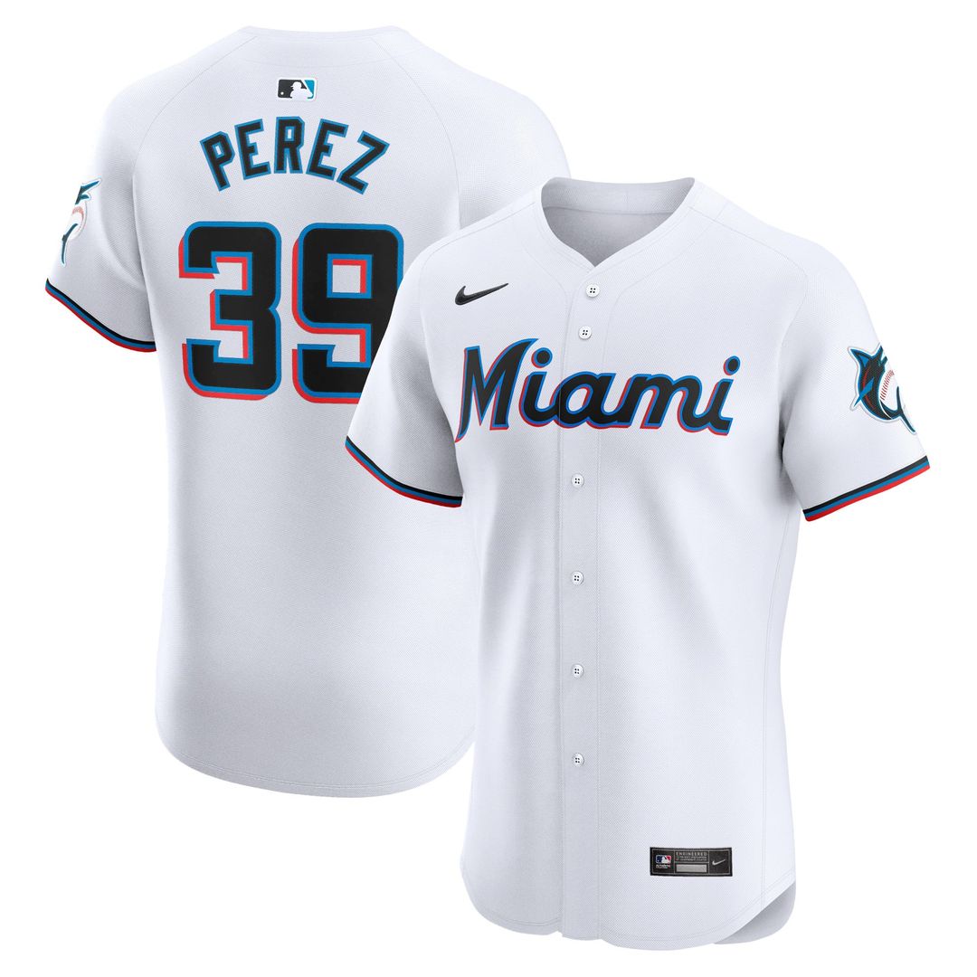 Miami Marlins Eury Perez Home Elite Jersey — White