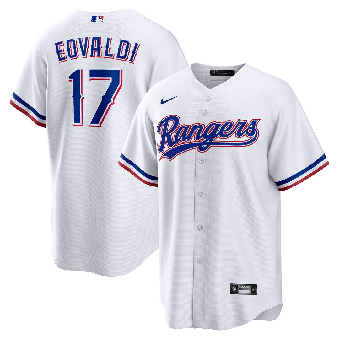 Texas Rangers Nathan Eovaldi Home Replica Jersey — White