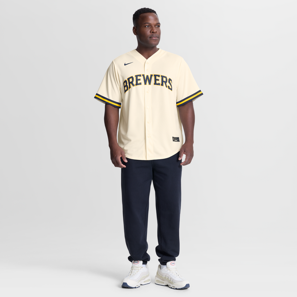 Milwaukee Brewers Christian Yelich Home Replica Jersey — Cream